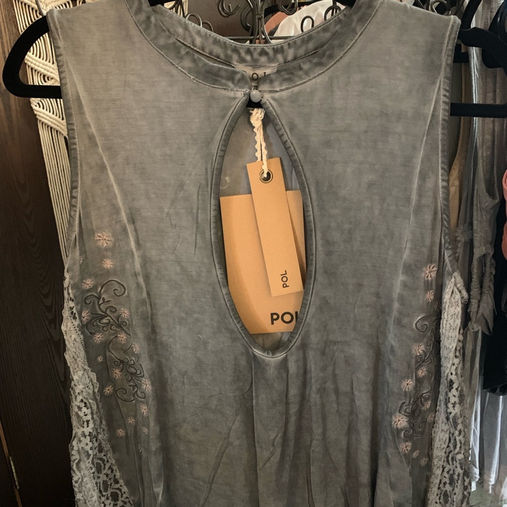 POL Gray Sleeveless Tank Top